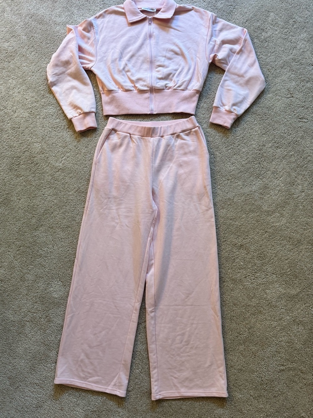 Women's Pink Wide-Leg Lounge Pants Set - Soft High-Waist Comfort